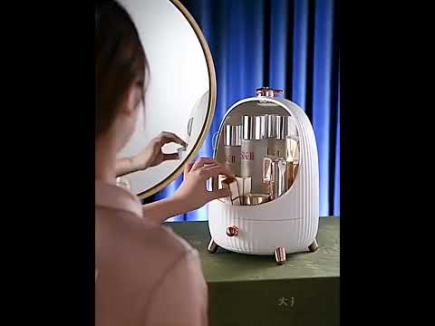 LED Makeup Organizer Box with Drawer and Dust-Proof Cover