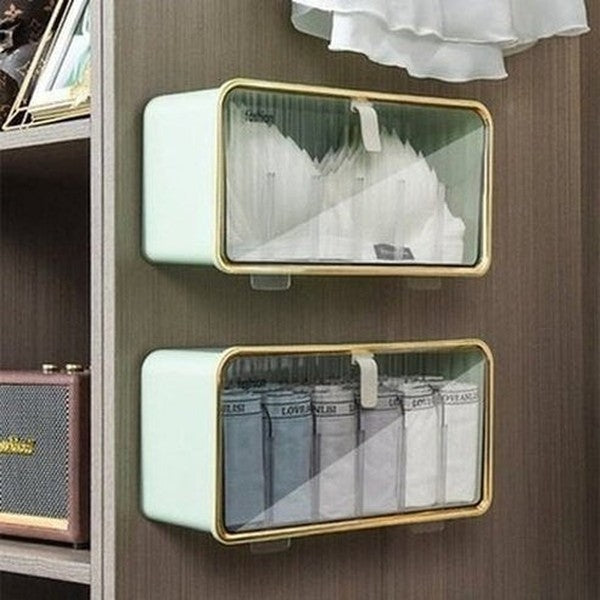 closet wall mounted underwear storage box bra socks organizer large capacity punch-free transparent closet storage box. type: household storage drawers.