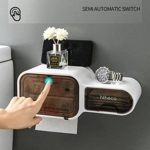 semi-automatic multifunction waterproof toilet paper box shower room no hole firm storage box. bathroom accessories. type: toilet paper holders.