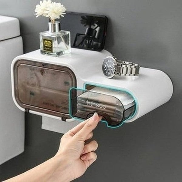 semi-automatic multifunction waterproof toilet paper box shower room no hole firm storage box. bathroom accessories. type: toilet paper holders.