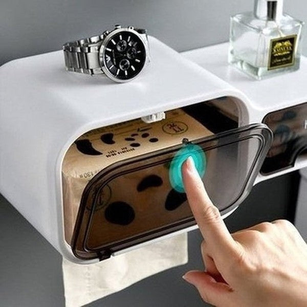 semi-automatic multifunction waterproof toilet paper box shower room no hole firm storage box. bathroom accessories. type: toilet paper holders.