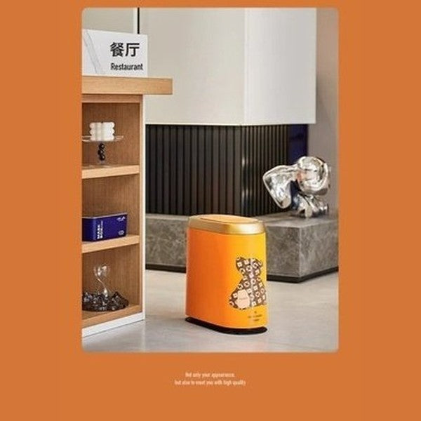 Smart Cartoon Decor Trash Can with Lid
