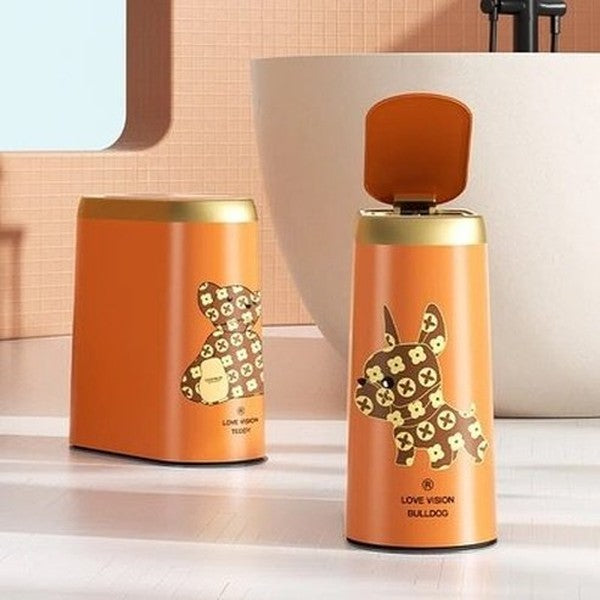 Smart Cartoon Decor Trash Can with Lid