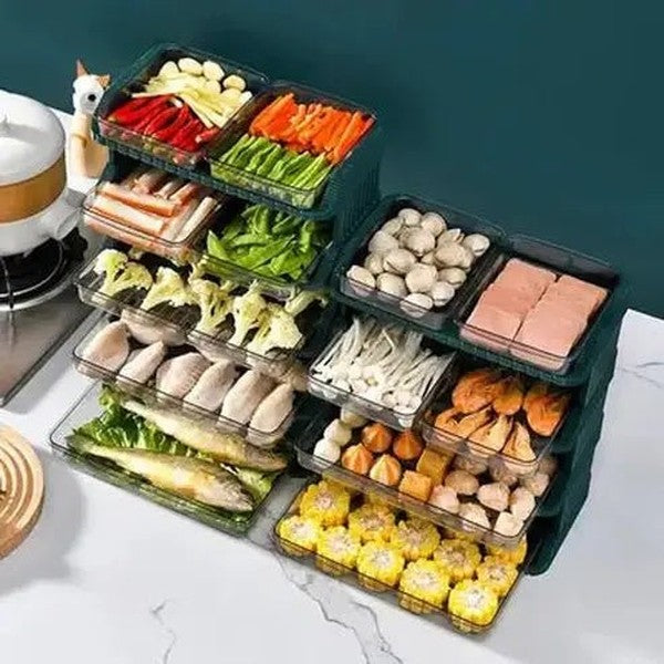 Stackable Food Storage Trays with Drawer Design