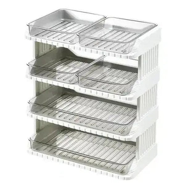 Stackable Food Storage Trays with Drawer Design