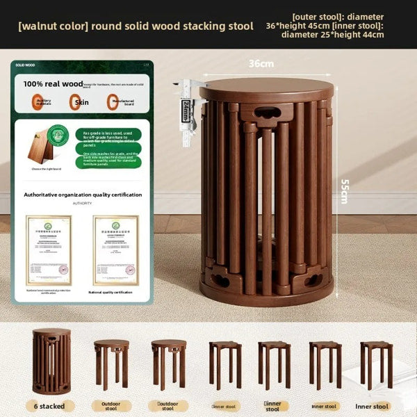 Solid wood nesting stools with modern design