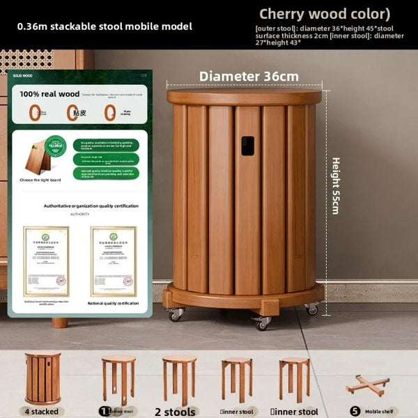 Compact round stool set for small apartments