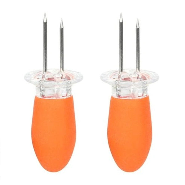 Stainless Steel BBQ Corn Holders Set - Safe Skewers & Prongs