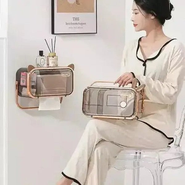 Cat Toilet Paper Rack Toilet Paper Holders Brown Wall-Mounted Cartoon Cat Toilet Paper Rack · Dondepiso