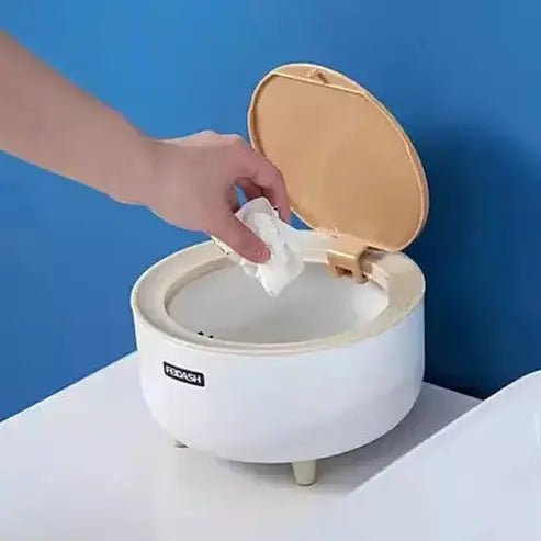 Desktop fashion Dustbin Trash Cans & Wastebaskets White Durable Small Desktop Luxury Fashion Trash Can – Dondepiso