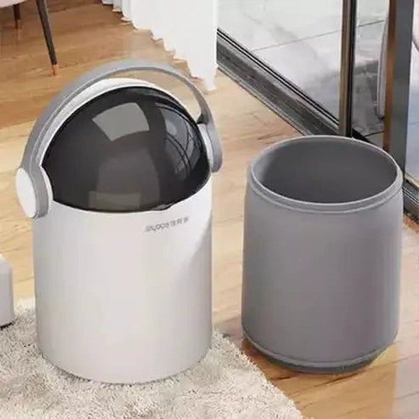 Round Garbage Bin Trash Cans & Wastebaskets White Gorgeous round trash can with automatic bagging – Dondepiso