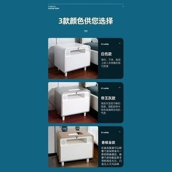 Tronxi Smart Bedside Table Nightstands White 1 Tronxi Smart Bedside Table – Dondepiso