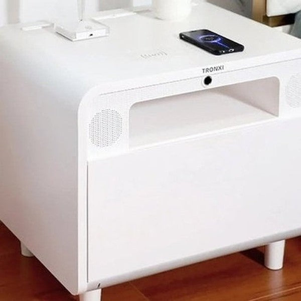 Tronxi Smart Bedside Table Nightstands White 1 Tronxi Smart Bedside Table – Dondepiso