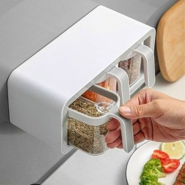 two-thirds cup capacity wall mounted spice rack accessory sugar bowl salt shaker seasoning container boxes and spoons storage supplies. type: spice organizers.