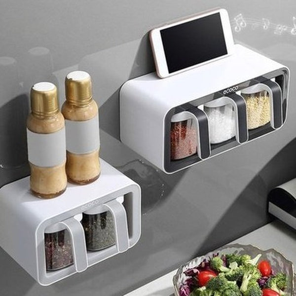 two-thirds cup capacity wall mounted spice rack accessory sugar bowl salt shaker seasoning container boxes and spoons storage supplies. type: spice organizers.