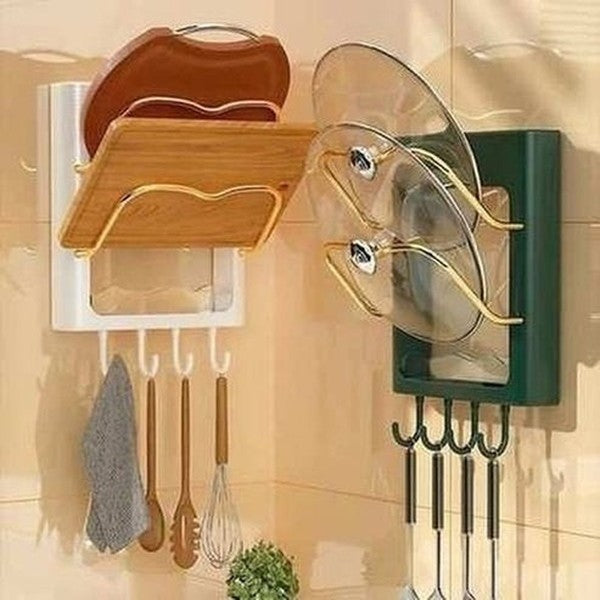 Useful and sturdy space-saving pot lid rack