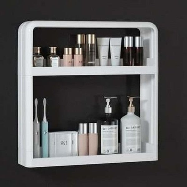 bathroom wall mounted shelf multifunctional toiletry storage rack kitchen seasoning bottle storage rack cosmetic organizer. type: bathroom accessory mounts.
