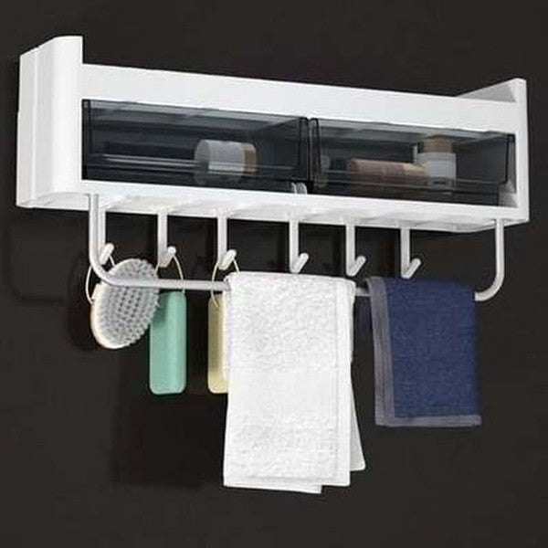 bathroom wall mounted shelf multifunctional toiletry storage rack kitchen seasoning bottle storage rack cosmetic organizer. type: bathroom accessory mounts.