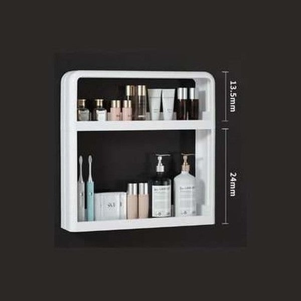 bathroom wall mounted shelf multifunctional toiletry storage rack kitchen seasoning bottle storage rack cosmetic organizer. type: bathroom accessory mounts.