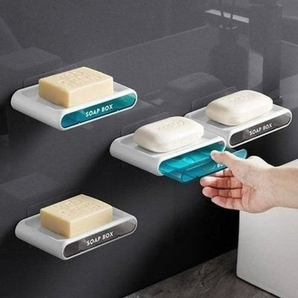 soap holder drain wall mounted soap sponge holder storage rack bathroom organizer soap draining holder kitchen hanging soap box. type: soap dishes and holders.