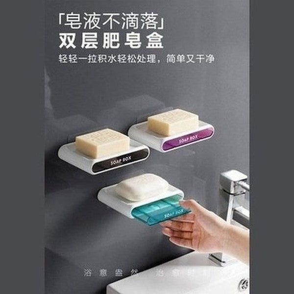 soap holder drain wall mounted soap sponge holder storage rack bathroom organizer soap draining holder kitchen hanging soap box. type: soap dishes and holders.
