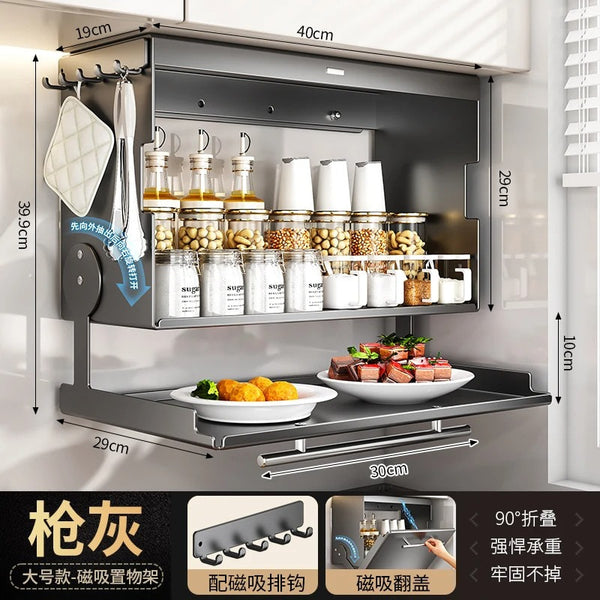 Premium Wall Mounted Kitchen Cabinet Organizer with Metal Storage Rack