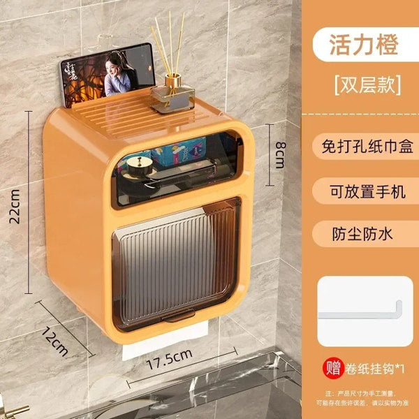 Bathroom toilet paper storage box with concealed compartment