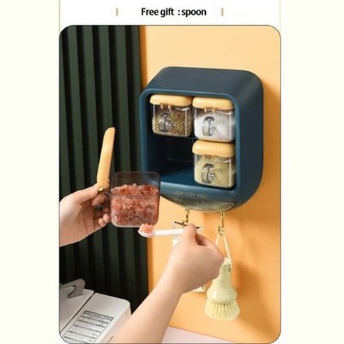 Wall-mounted Seasoning Box Salt Pepper Spice Rack Jar Sugar Bowl For Kitchen Gadget Device Sets Spice Box Organizer. Kitchen Organizers. Type: Spice Organizers.