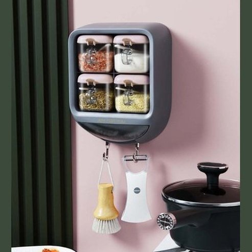 Wall-mounted Seasoning Box Salt Pepper Spice Rack Jar Sugar Bowl For Kitchen Gadget Device Sets Spice Box Organizer. Kitchen Organizers. Type: Spice Organizers.