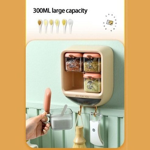 Wall-mounted Seasoning Box Salt Pepper Spice Rack Jar Sugar Bowl For Kitchen Gadget Device Sets Spice Box Organizer. Kitchen Organizers. Type: Spice Organizers.