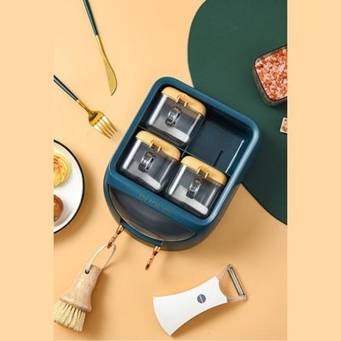 Wall-mounted Seasoning Box Salt Pepper Spice Rack Jar Sugar Bowl For Kitchen Gadget Device Sets Spice Box Organizer. Kitchen Organizers. Type: Spice Organizers.