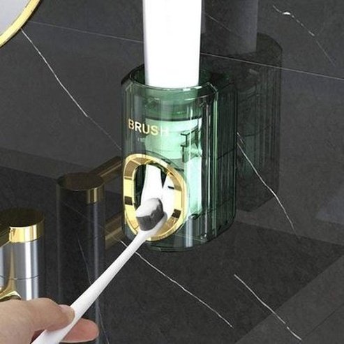 Wall-Mounted Transparent Green Toothpaste Squeezer