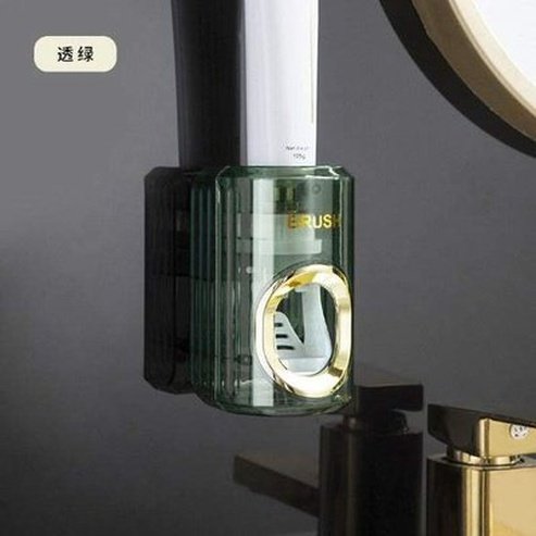 Wall-Mounted Transparent Green Toothpaste Squeezer