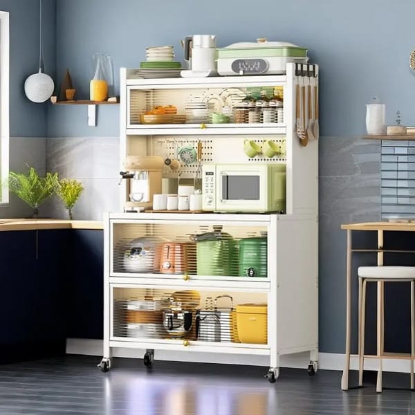 multi layer metal storage organizer with wheels