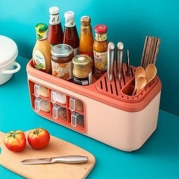 Storage rack for cookware and spice and seasoning jars. Seasoning Storage Rack Cutlery Knives Seasoning Bottle Storage. Kitchen Organizers. Knife Blocks and Holders