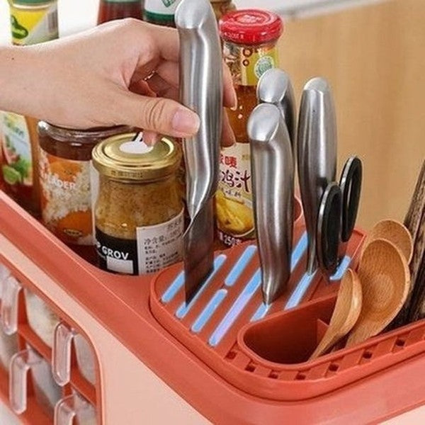 Storage rack for cookware and spice and seasoning jars. Seasoning Storage Rack Cutlery Knives Seasoning Bottle Storage. Kitchen Organizers. Knife Blocks and Holders