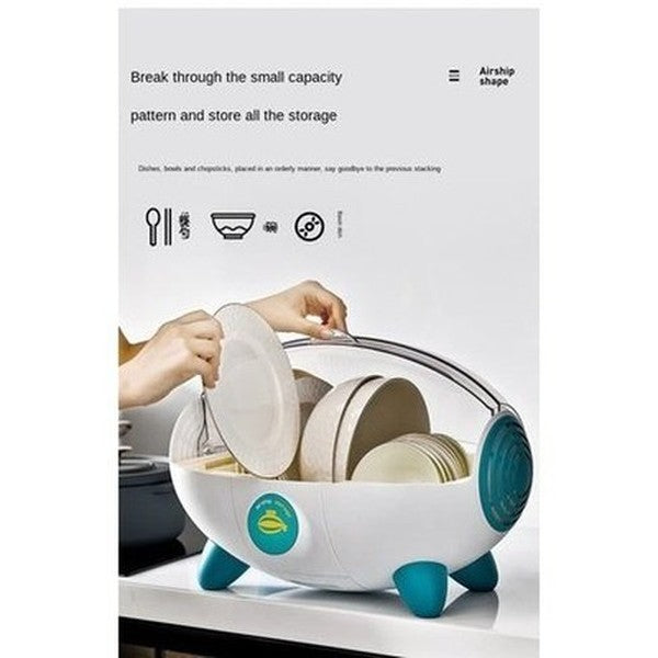 Zeppelin Shape Drain Dish Rack Kitchen Storage Holder Large Capacity Partition Storage Easy to Disassemble and Wash Creative Storage. Dish Racks & Drain Boards