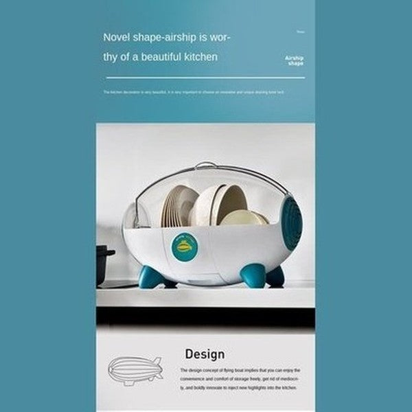 Zeppelin Shape Drain Dish Rack Kitchen Storage Holder Large Capacity Partition Storage Easy to Disassemble and Wash Creative Storage. Dish Racks & Drain Boards