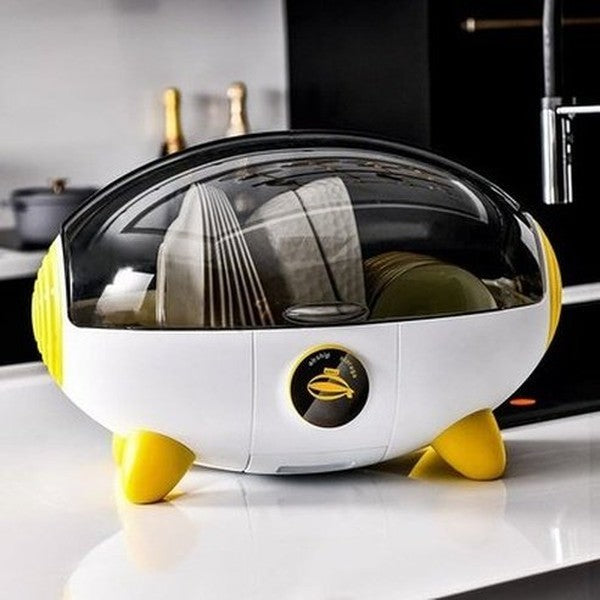 Zeppelin Shape Drain Dish Rack Kitchen Storage Holder Large Capacity Partition Storage Easy to Disassemble and Wash Creative Storage. Dish Racks & Drain Boards