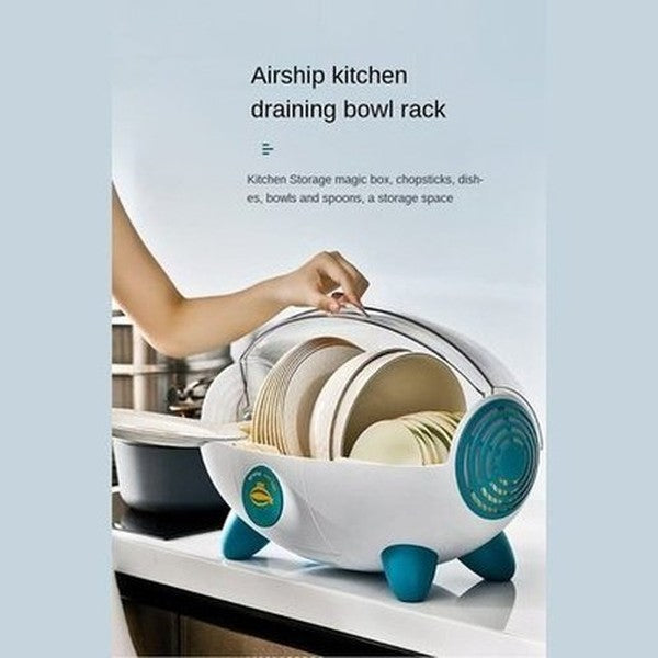 Zeppelin Shape Drain Dish Rack Kitchen Storage Holder Large Capacity Partition Storage Easy to Disassemble and Wash Creative Storage. Dish Racks & Drain Boards
