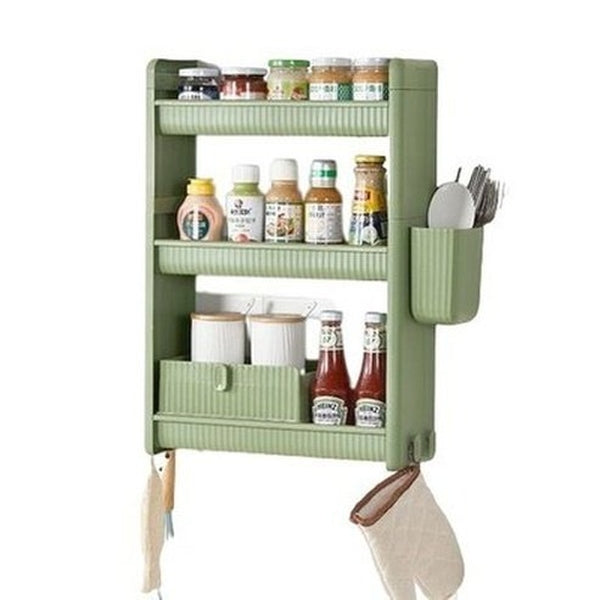 Punch-Free Kitchen Wall-Mounted Storage Rack Household Multi-layer Wall Seasoning Rack Bathroom Storage Rack. Kitchen Organizers: Kitchen Utensil Holders & Racks.