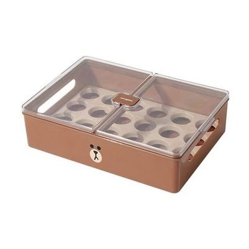 LINE FRIENDS Kawaii Anime Hobby Brown Sally Household Egg Storage Box Fresh-Keeping Egg Rack Put Egg Basket Holder. Food Storage: Food Storage Containers.