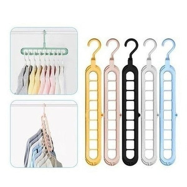 Space Saving Hanger Racks Blue 9-Cell Coat Rack For Space-Saving Storage Hanger - Dondepiso