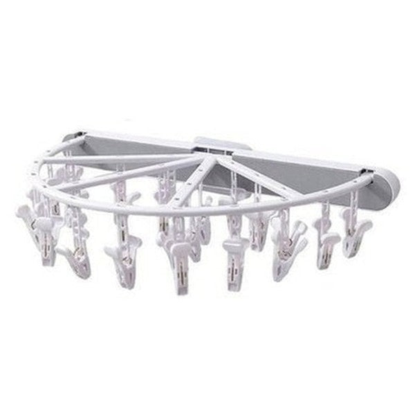 Foldable Wall-Mounted Plastic Clothes Drying Rack with 24 Clips