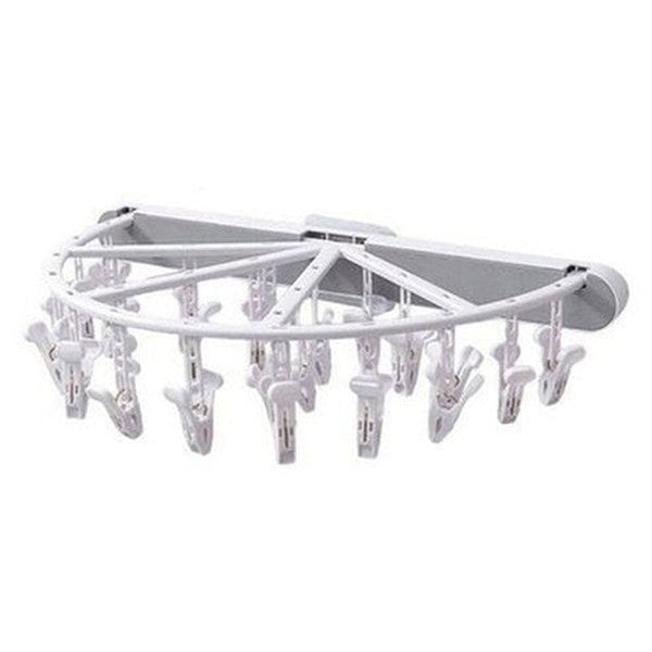 Foldable Wall-Mounted Plastic Clothes Drying Rack with 24 Clips
