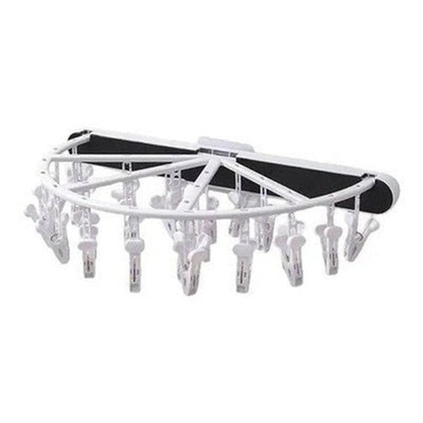 Foldable Wall-Mounted Plastic Clothes Drying Rack with 24 Clips