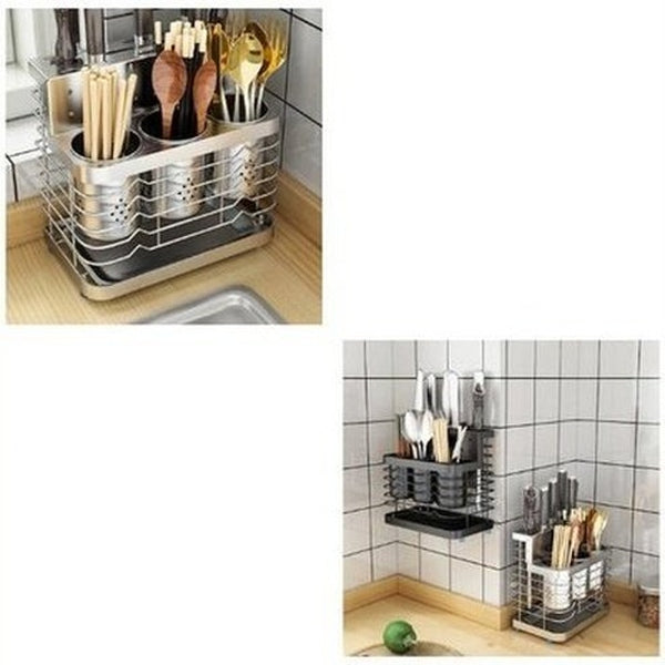 304 Stainless Steel Kitchen Utensil Countertop Rack