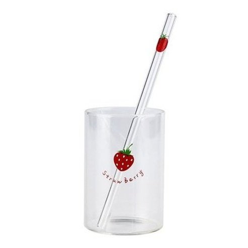 2pc Cute Printing Straws Glass Cup Fruit Pattern Transparent Milk Water Cup Heat Resistant Coffee Tea. Drinkware: Coffee & Tea Cups. Shop anywhere you go online.