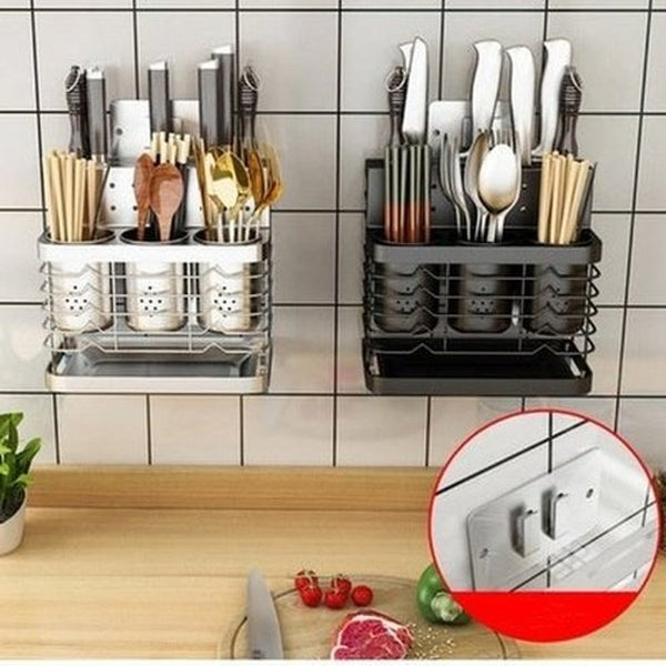 304 Stainless Steel Kitchen Utensil Countertop Rack