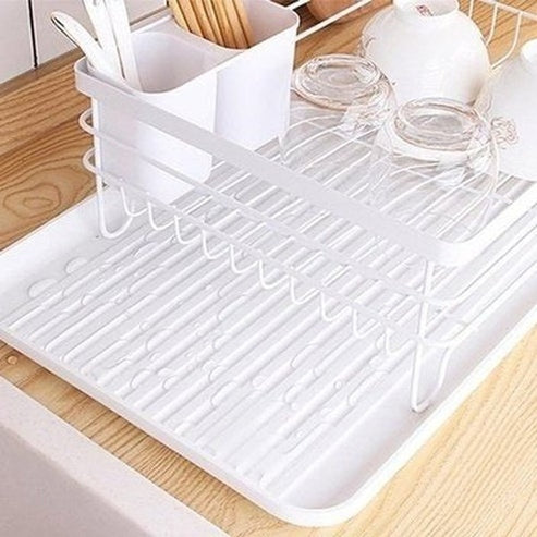 2 Layers Metal Dish Holder Rack With Drain Board